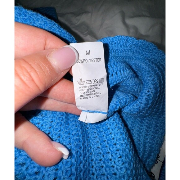 Sexy Blue Knit Dress Size Medium Beach Club Party‎ Date Crochet Cut Out Boho Hot - Picture 9 of 9